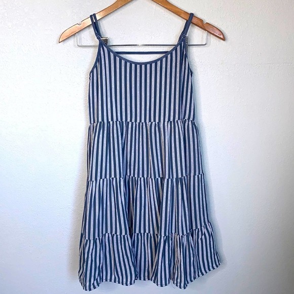 ASOS Dresses & Skirts - ASOS Blue & White Striped Tiered Mini Babydoll Dress Size 2